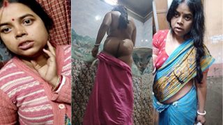 Indian Boudi Bathing Changing Dress Captured MMS