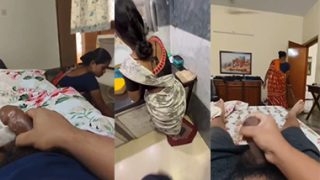 Desi Maid Aunty Watches Me Flash Dick Leak Nude